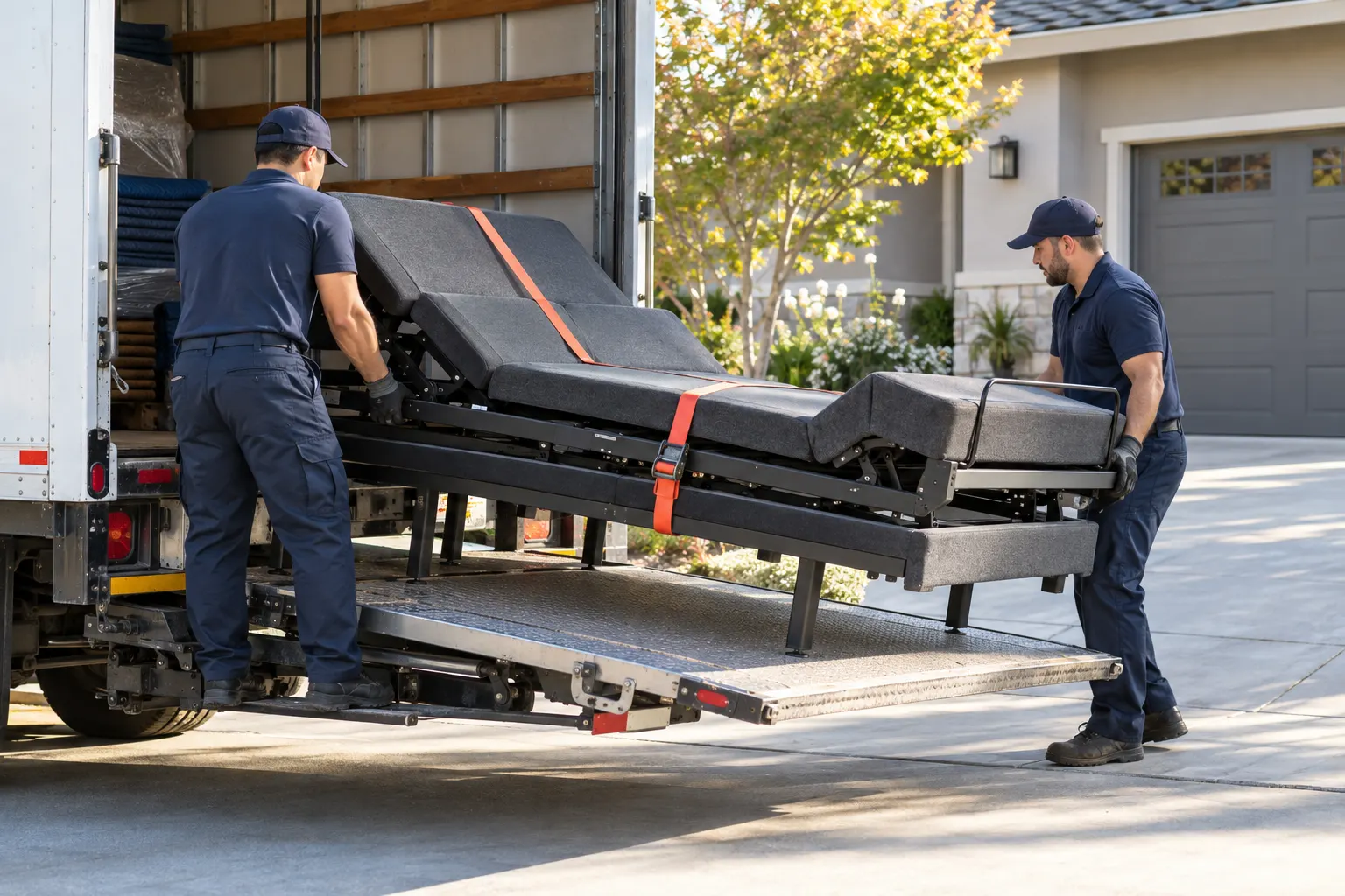 Prepared access and loading for adjustable bed base removal