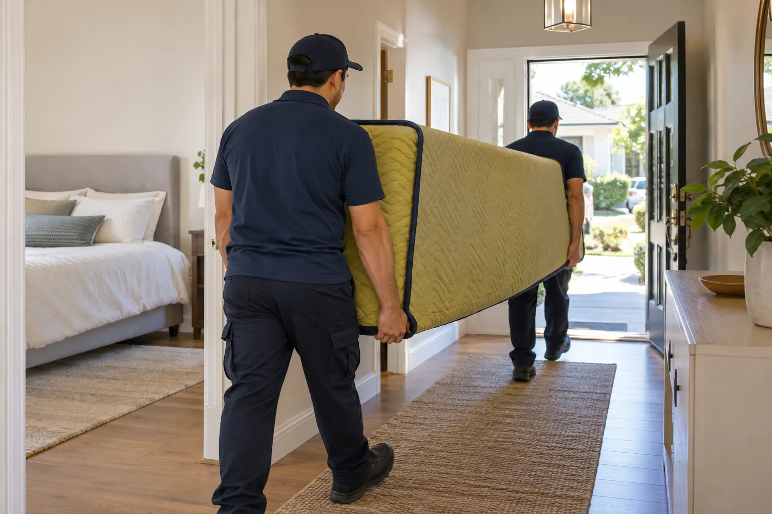 Prepared access and loading for box spring removal